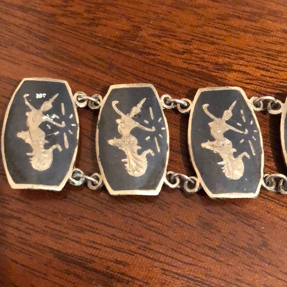 Vintage Thai Nielloware Siam Sterling Silver Panel Bracelet - Picture 16 of 16